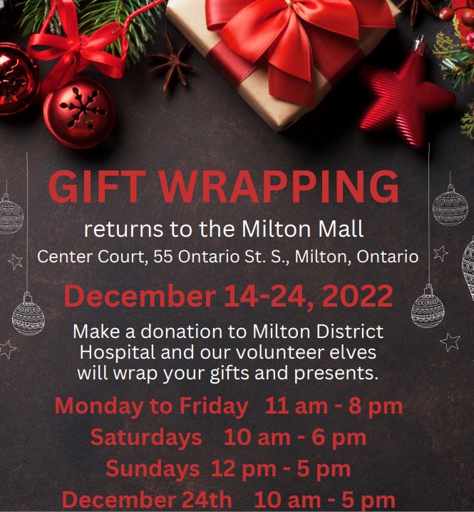 Fundraising gift wrapping returns to Milton Mall FM101 Orangeville Today